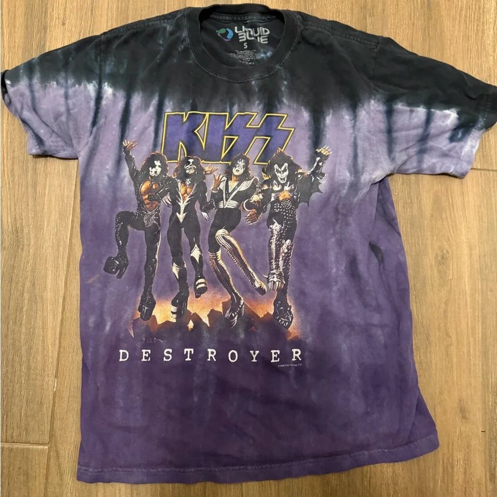Liquid Blue KISS Destroyer Purple Tie-Dye T-Shirt